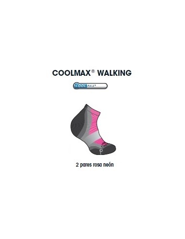 CALCETIN INFANTIL JOLUVI COOLMAX WALKING PACK 2 NEGRO/ROSA NEON